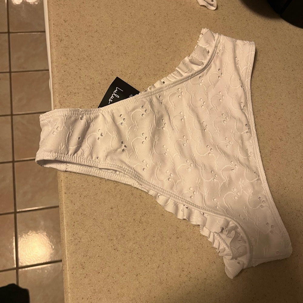White Ruffled Bikini Bottom